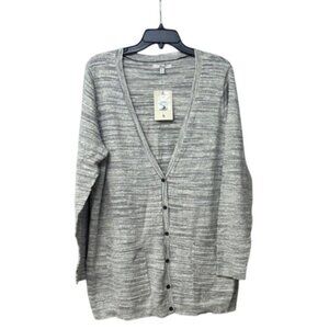 G.H. Bass & Co. Long-Sleeve Button-Down Cardigan, Heather Gray, XL